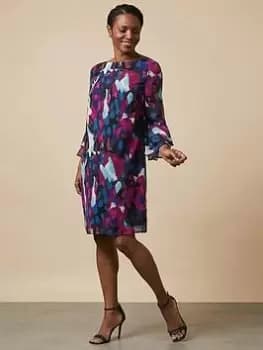 Wallis Abstract Fluted Shift Dress - Red, Size 10, Women