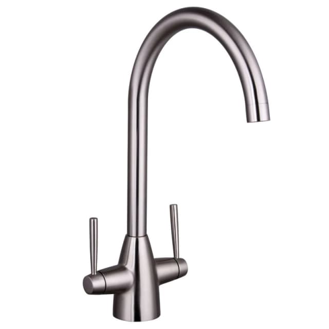 Balterley Contemporary Dual Handle Kitchen Mixer Tap, Brushed Nickel in Silver Silver Unisex
