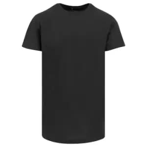 Build Your Brand Mens Shaped Long Short Sleeve T-Shirt (M) (Black)