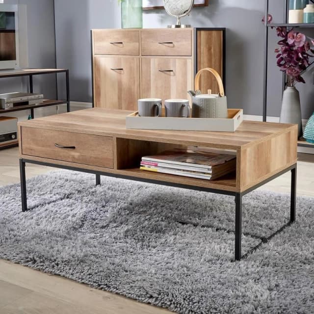 Home Source Oakmere 1 Drawer Coffee Table Brown