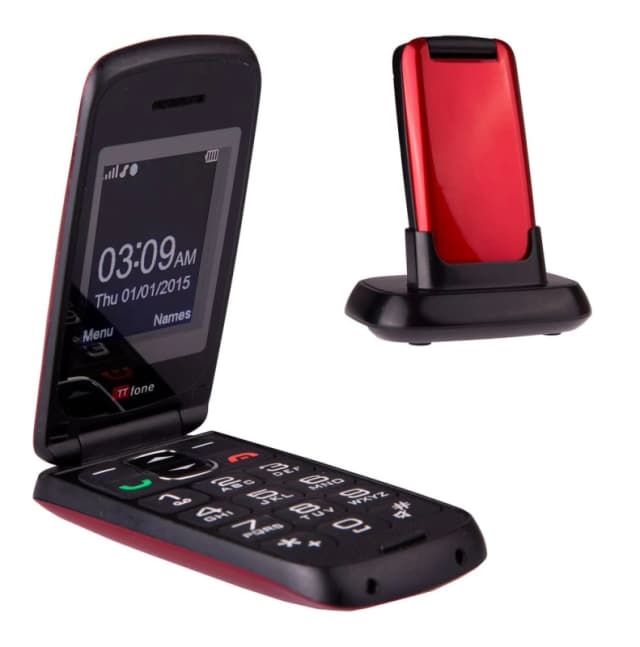 TTfone TTfone Star TT300 Red: Best Quality Flip Senior Phone with EE Pay As You Go - Unlocked