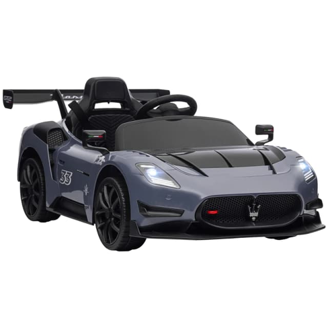 AIYAPLAY Maserati GT2 Licensed 12V Electric Ride on Car w/ Remote - Grey 370-332V70GY