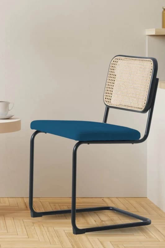 Fusion Living Fusion Living Camden Cantilever Dining Chair in Navy Navy One Size Unisex 5056409317220