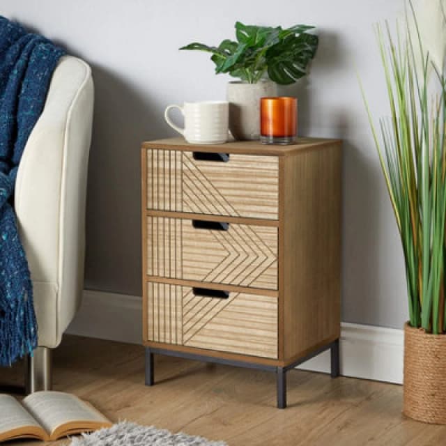 Home Source Mundesley 3 Drawer Bedside