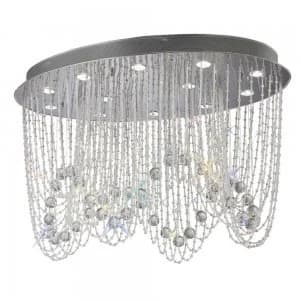 Ceiling Oval 12 Light Polished Chrome, Crystal
