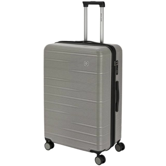 Pierre Cardin Arles Medium Checked Travel Suitcase, Expandable Hard Shell - Grey Grey Unisex Medium