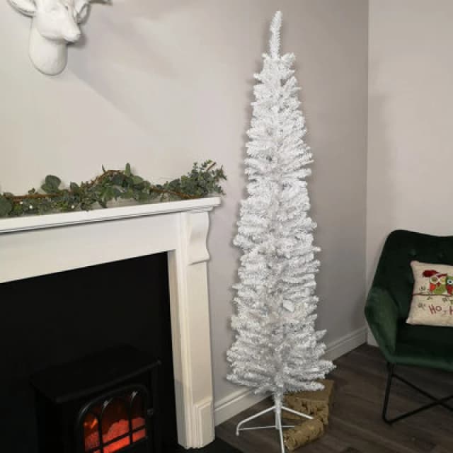 Samuel Alexander 6.5ft (2m) Premier Pencil Style Slim Christmas Tree in White White