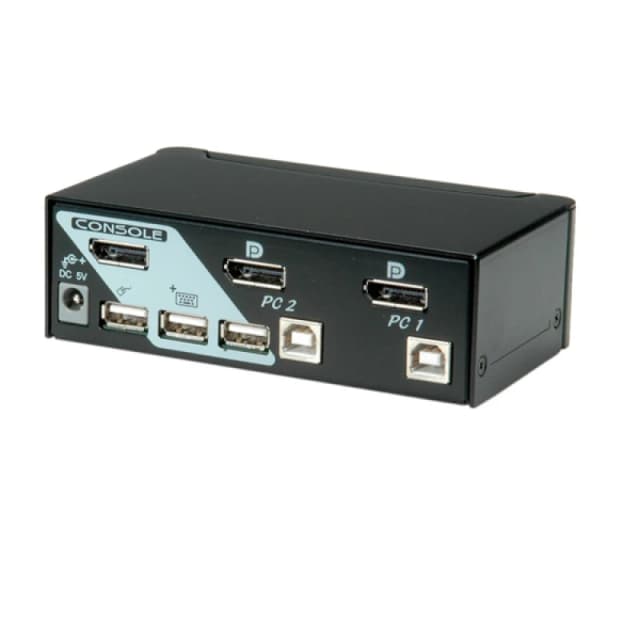 ROLINE KVM Switch. 1 User - 2 PCs. DisplayPort. with USB Hub