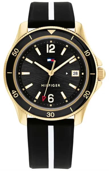 Tommy Hilfiger 1782509 Brooke Black Rubber Gold PVD Watch