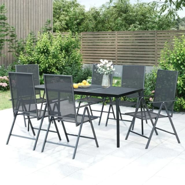 VIDAXL 7 Piece Garden Dining Set Anthracite Steel Vidaxl 3187981
