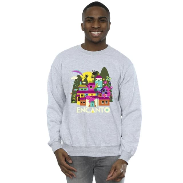 Disney Men Encanto Many Houses Sweatshirt in Grey Size: Small Grey S Male 5063153606784