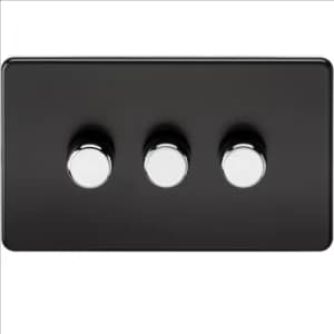 KnightsBridge 60-400W 3G 2 Way 230V Screwless Matt Black Electric Dimmer Switch