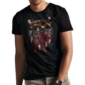 Superman - Shield And Eagle Mens Medium T-Shirt - Black
