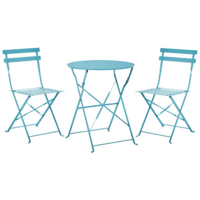 Beliani Bistro Set Folding Fiori Metal Sea Blue