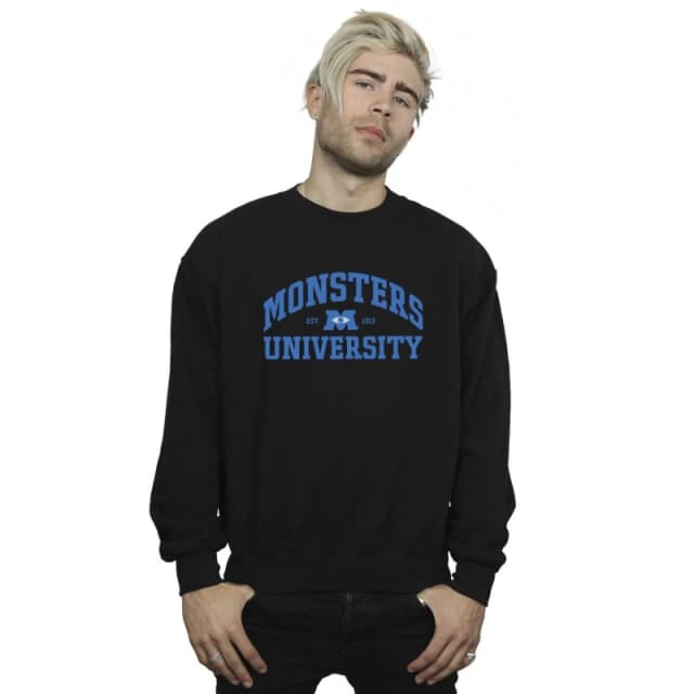 Disney Men Monsters University Logo Sweatshirt in Black Size: Small Black S Male 5063283470422
