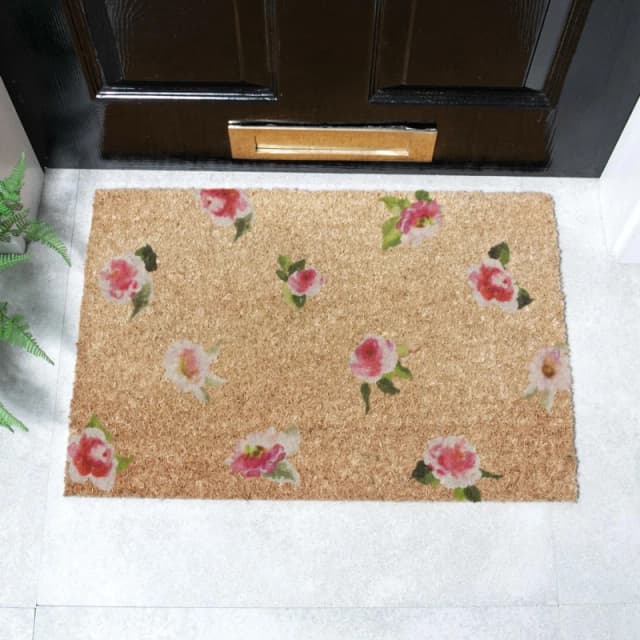 Artsy Mats Watercolour Pink Flowers Doormat (60 X 40Cm), Brown 6040W-WCOLOURFL
