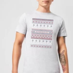 Star Wars On The Nice List Pattern Mens Christmas T-Shirt - Grey - 3XL