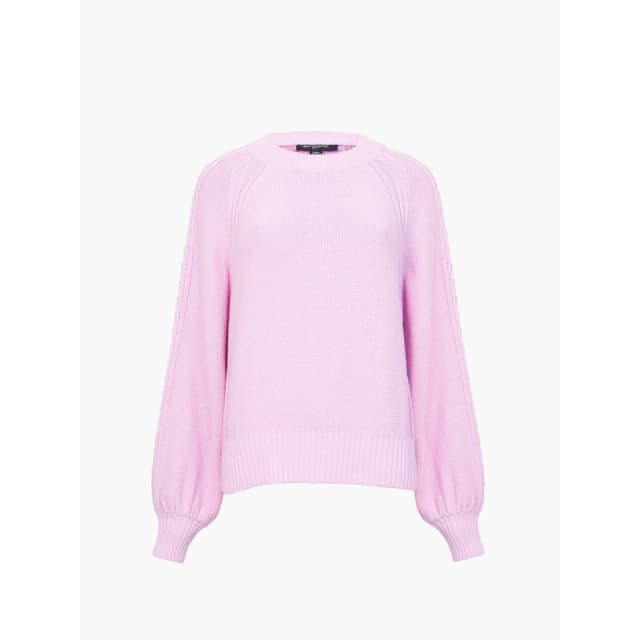 French Connection Womens Lily Cable Knit Crew Neck Jumper Bubblegum Pink female 8 (XS)