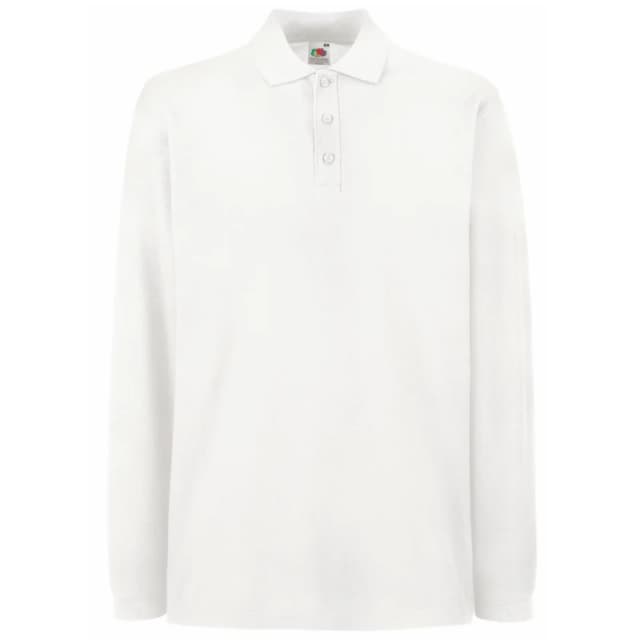 Fruit Of The Loom Fruit of the Loom Men Premium Long Sleeve Polo Shirt in White Size: Small White S Male 5055747700435