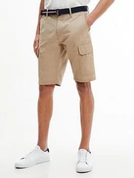 Tommy Hilfiger John Belted Cargo Shorts - Batique Khaki , Batique Khaki, Size 32, Men