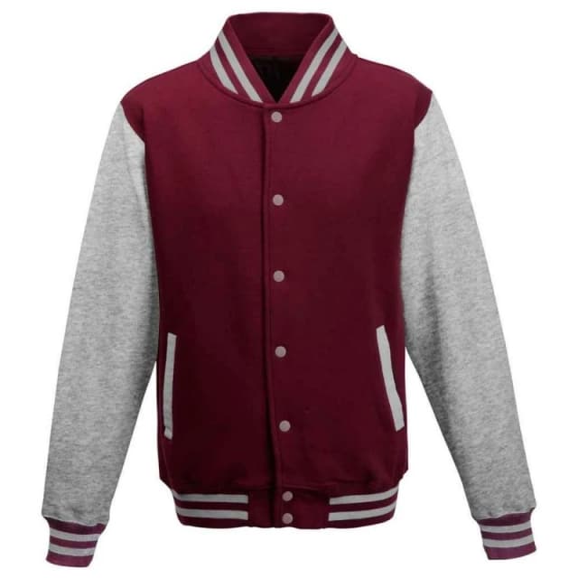 AWDis AWDis Men Varsity Jacket in Burgundy Size: X-Small Burgundy XS Male 5063527460608