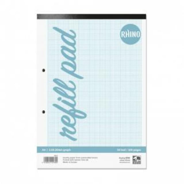 Rhino A4 Graph Pad 100 Page 20mm 2:10:20 Graph Ruling and Plain...
