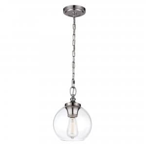 1 Light Dome Ceiling Mini Pendant Polished Nickel, E27