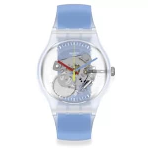 Swatch Quartz Clear Dial Blue Strap Unisex Watch SUOK156