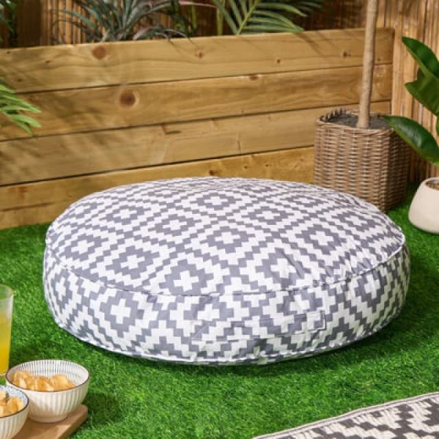 OHS OHS Large Outdoor Cushion Round Decorative Floor Garden Water Resistant in Light Grey Light Grey One Size Unisex 5027434209125