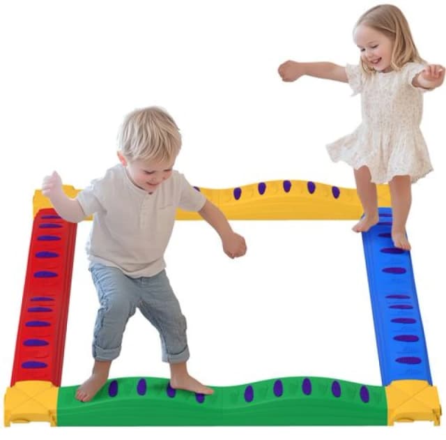 AIYAPLAY 12PCs Kids Balance Beam Stepping Stones with Non-Slip Foot Pads Multi
