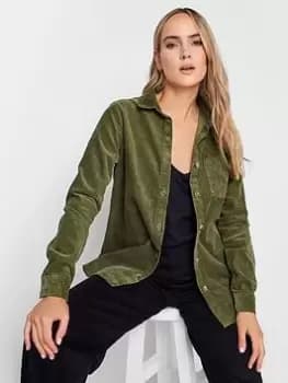 Long Tall Sally Khaki Cord Shirt, Green, Size 12, Women