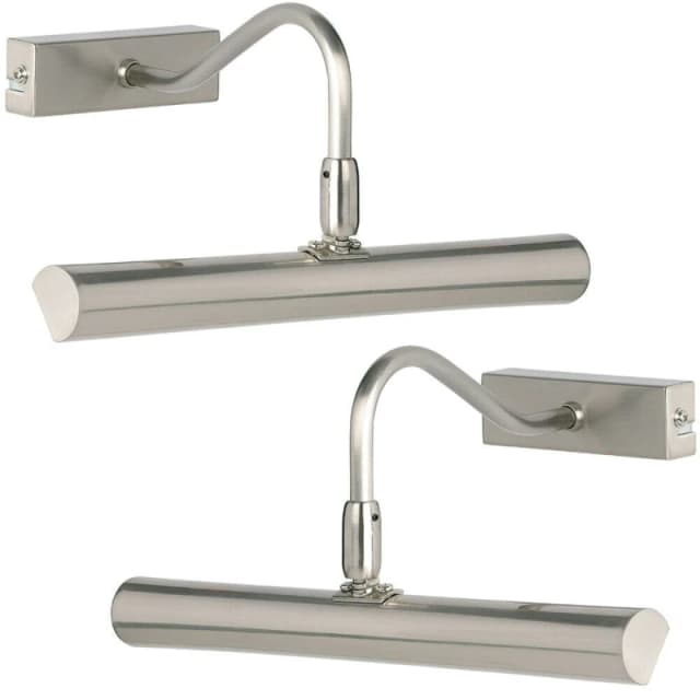 Loops 2 PACK LED Picture Wall Light 2.5W Warm White Satin Chrome Over Head Down Lamp White