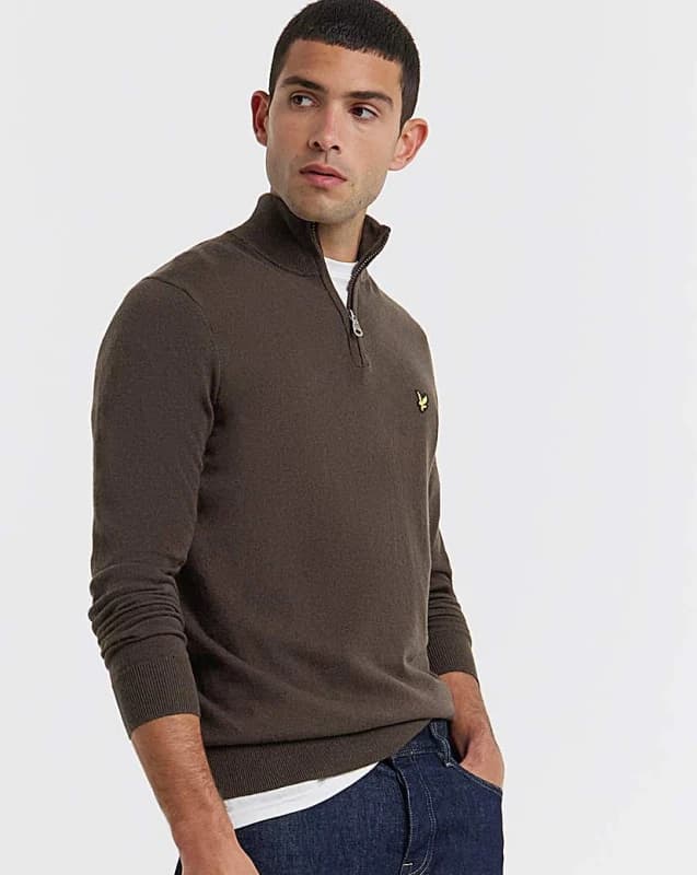 Lyle & Scott Lyle & Scott 1/4 Zip Jumper - Espresso Espresso - Lyle & Scott - Size: 3XL58/60 Espresso Male 3XL58/60 LS21606