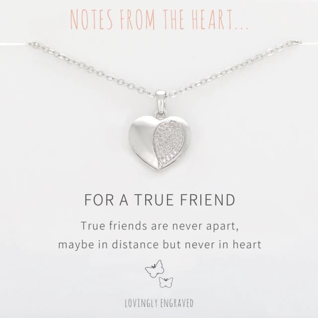 Notes From The Heart NFTH For A True Friend Engraved pendant Silver female one size