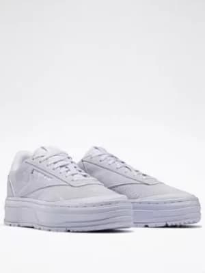 Reebok Club C Double Geo Shoes, Grey, Size 3, Women
