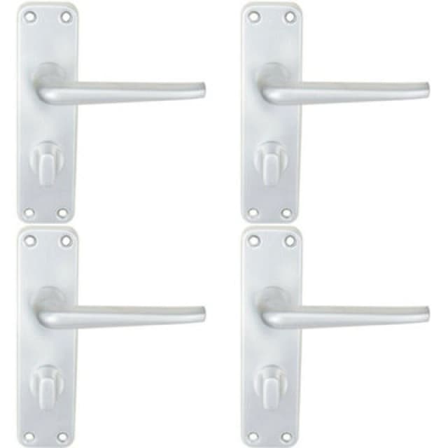 Loops 4x PAIR Straight Tapered Lever on Bathroom Blackplate 152 x 41mm Satin Aluminium Black