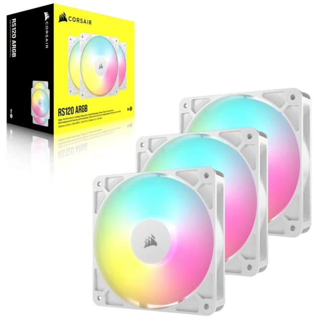 Corsair RS120 ARGB Triple Pack of 120mm PWM Fans in White
