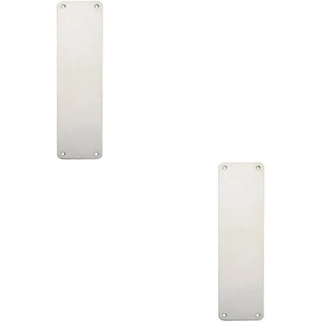Loops 2x Plain Door Finger Plate 300 x 75mm Bright Stainless Steel Push Plate Metallics