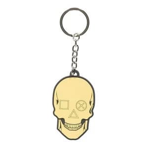 Sony Playstation Biker Skull Rubber Unisex Keychain (Yellow/Black)