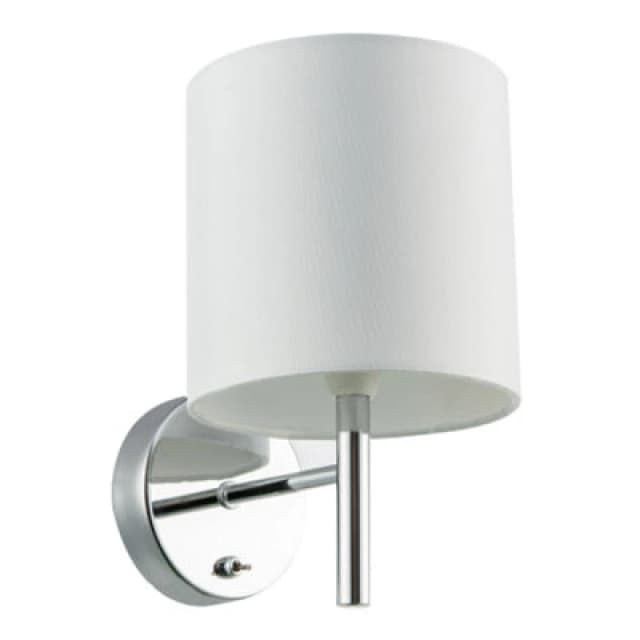 Happy Homewares Contemporary Bedside Wall Lamp In Chrome With Toggle Switch And Shade
