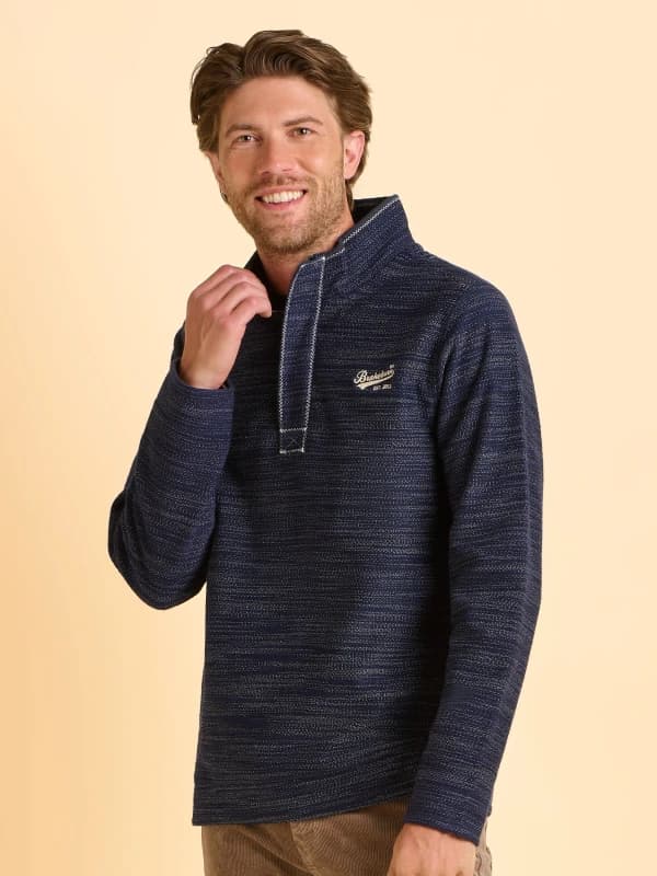 Brakeburn Brakeburn Men Weymouth Quarter Zip Sweatshirt in Navy Size: 2X-large Navy XXL Male 5052414968488