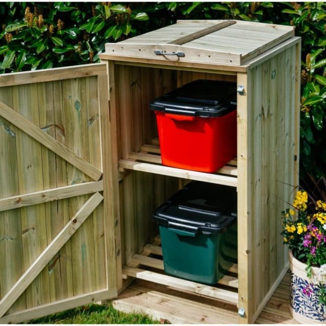 The Garden Village Shireburn 2 Recycle Box Store, Brown SGRB-2-TGV