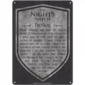 Game Of Thrones - Nights Watch A5 Metal Wall Sign