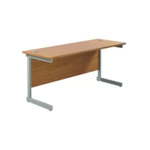 Jemini Single Rectangular Desk 1800x600x730mm Nova Oak/Silver KF800788