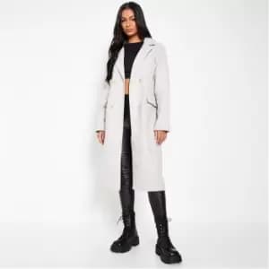 I Saw It First Brushed Wool Effect Formal Coat - Grey