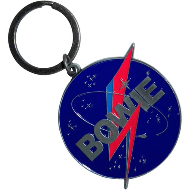 David Bowie David Bowie Space Logo keyring Keychain in Blue Blue One Size Unisex 5056836440256