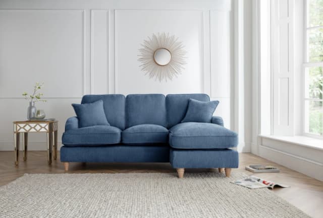 The Great Sofa Company Orla Right Hand Chaise Sofa Manhattan Charcoal in Navy Navy Unisex