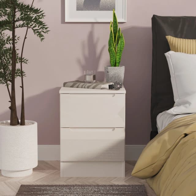 Ready Assembled 2 U Lucca 2 Drawer Bedside Cabinet (Ready Assembled) in Taupe Unisex