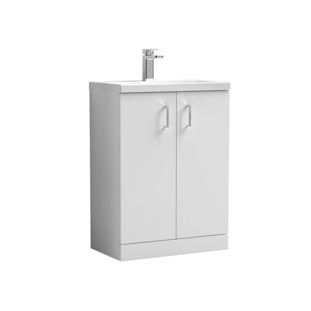 Balterley Compact Floor Standing 2 Door Vanity Unit Ceramic Basin White 600mm White