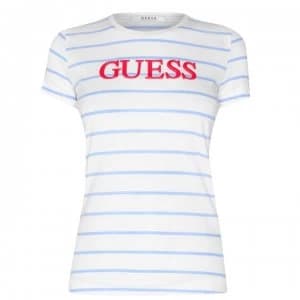 Guess Laquard T Shirt - White/Blue